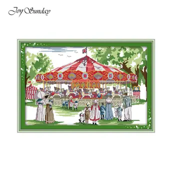

New Joy Sunday Cross Stitch Pattern DMC 11CT 14CT Counted Cross Stitch Landscape Painting DIY Handwork Embroidery Kit Home Decor
