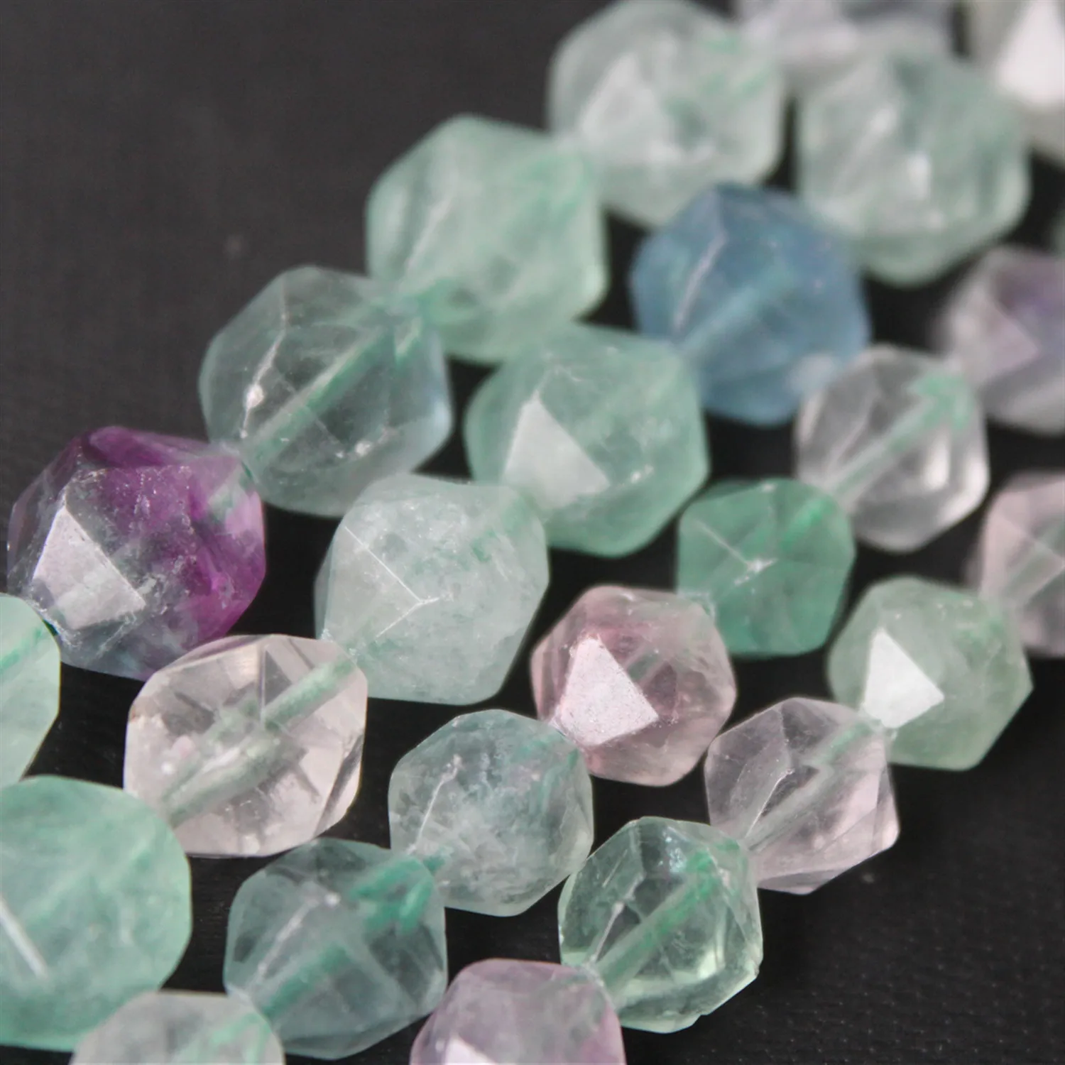 

Facet Rainbow Fluorite Beads, Size 8mm 10mm, 15 Inch Strand (A05)