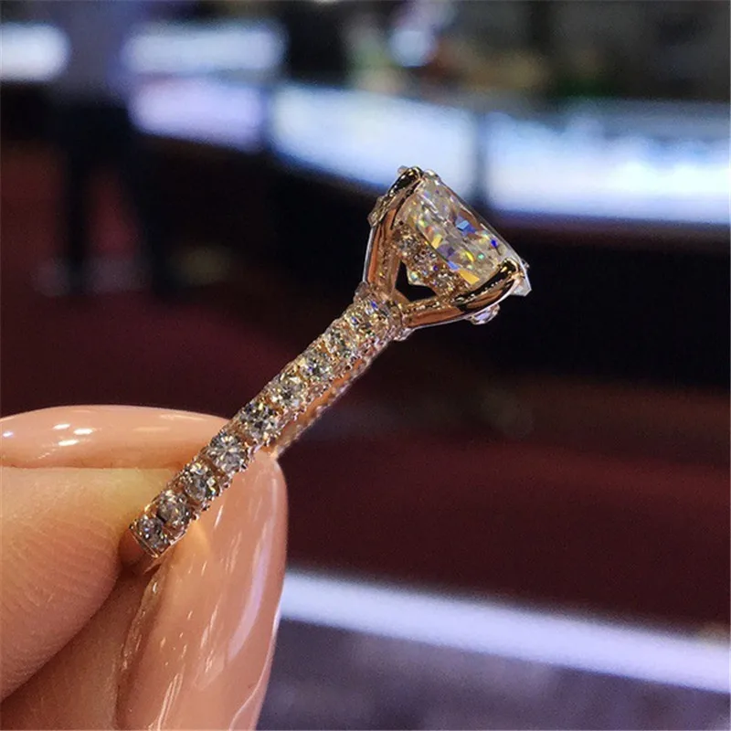 ZN, модное ювелирное изделие, обручальное кольцо, круглое кольцо принцессы для женщин, розовое золото/серебро, обручальное кольцо, обручальное кольцо