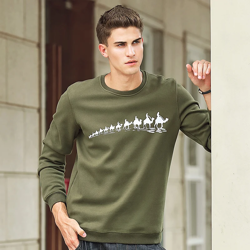 Pioneer Camp Autumn Winter Fleece Printed winter T shirt men brand clothing Fashion Male thick T shirt quality Tshirt 305114