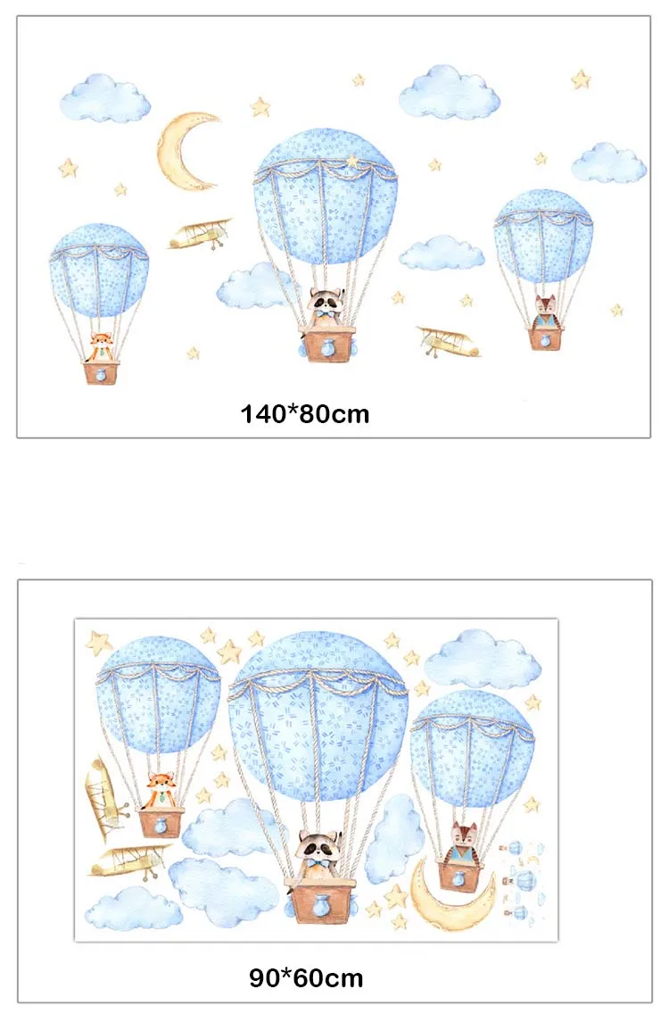 Hot Air Balloons Animals wall stickers decals baby children Nursery bedroom living room decoration wall sticker Home Decor 1pc