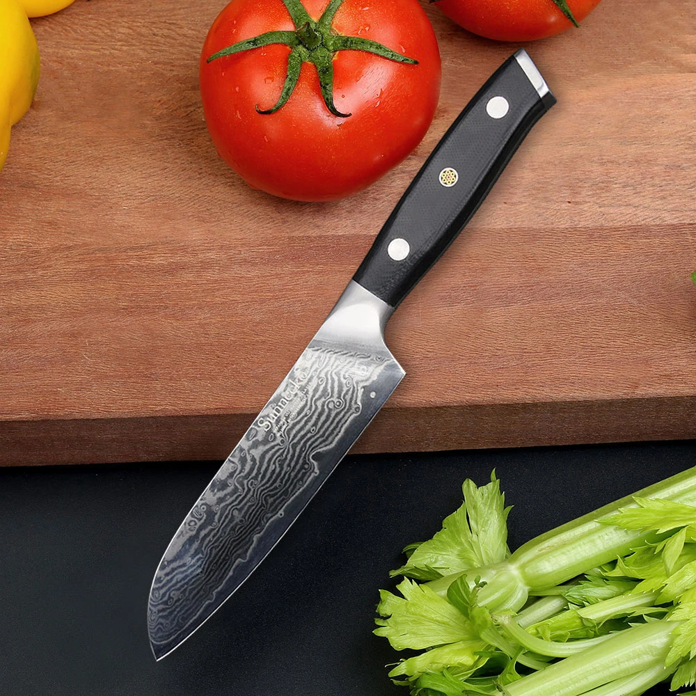 

SUNNECKO Premium 5" inch Santoku Knife Japanese VG10 Steel Blade Kitchen Knives Razor Sharp Damascus Cutter Cooking G10 Handle
