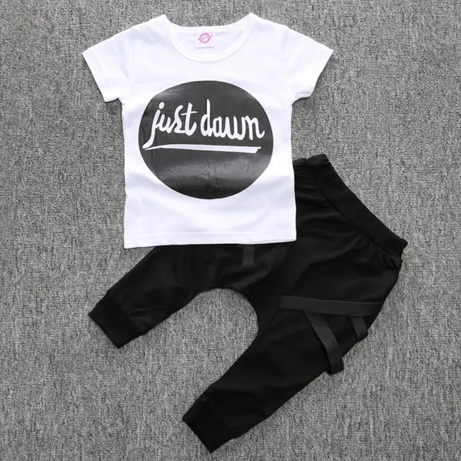

Summer Harem Sets For Toddler Baby Boys Clothes Kids Letter T Shirts+Hip Hop Pants Trousers 2PCS Tracksuit Vetement Garcon