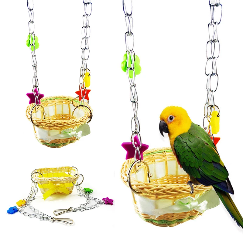 Bird Chew Toy Parrot Parakeet Budgie Cockatiel Cage Hammock Swing Toy Hanging Toy