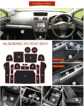 

For Subaru XV 2012 2013 2014 Car Anti-Slip Gate Car Door Groove Slot Latex Non-Slip Mat Interior Cup Cushion Car-Styling 17Pcs
