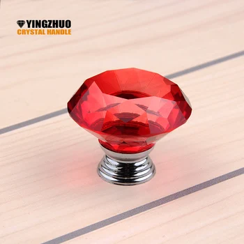 

40mm Specifications 10pcs New Red K9 Crystal Glass Drawer Cabinet Knobs furniture accessories hardware dresser handle 1010