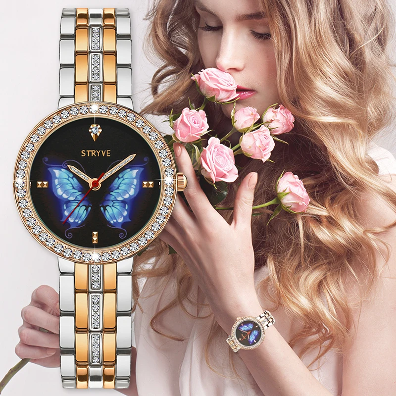 Роскошные для женщин часы Мода бабочка для женщин Кристалл повседневные часы для Reloj Mujer женские наручные часы девушка 2019 Баян коль saati
