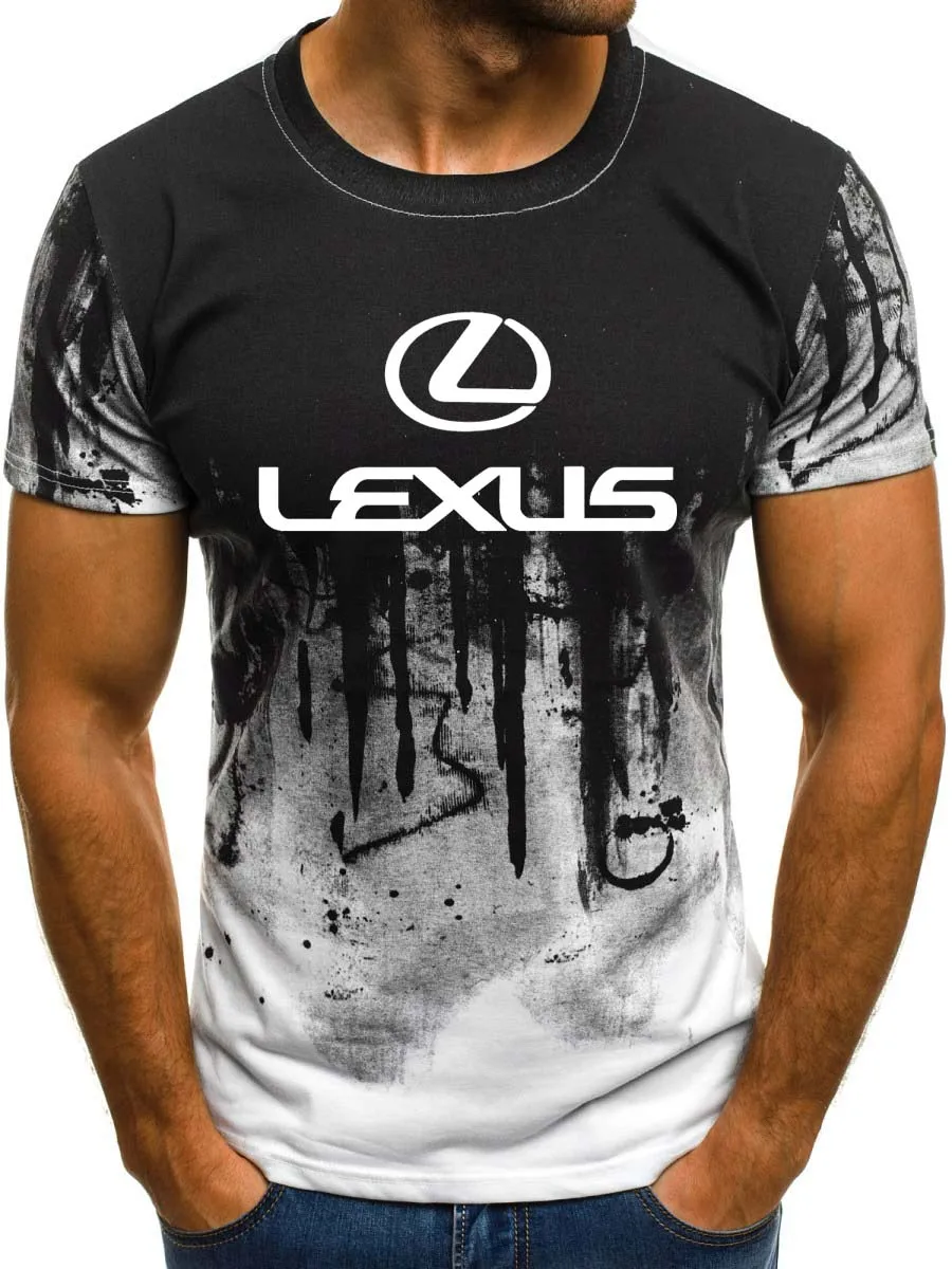 

Mens Short Sleeve Lexus Car Logo Mens T-shirt Summer casual Cotton Gradient T shirts Fashion Hip Hop Harajuku Male Brand Tee
