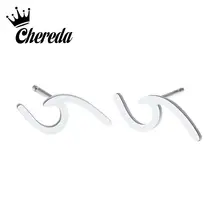 Chereda серебряные волнистые серьги для женщин oorbellen серьги-гвоздики из нержавеющей стали с геометрическим серьгом pendientes mujer