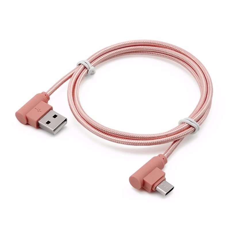 الحق زاوية 90 درجة 1 m النايلون مضفر نوع C USB 2A سريعة تهمة كبل مزامنة بيانات USB 3.1 نوع C الذكور إلى USB 2.0 نوع وذكر