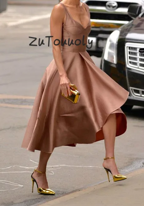 Outfits Rose Gold Simple Evening Dress 