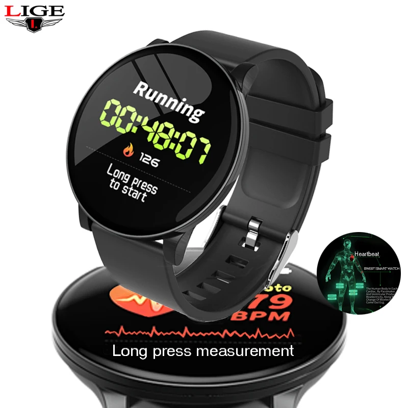 

LIGE Sport Smart Bracelet Men Smart Bracelet Blood Pressure Heart Rate Monitor Fitness Tracker IP67 Waterproof Pedometer Watch
