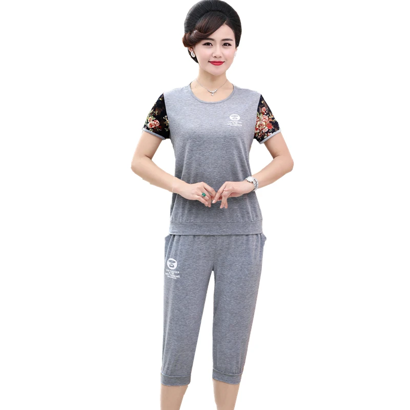 

NEW Summer clothes for women 5XL plus size two piece outfits Linen clothes Women's sports suit T-shirt + cropped trousers R997