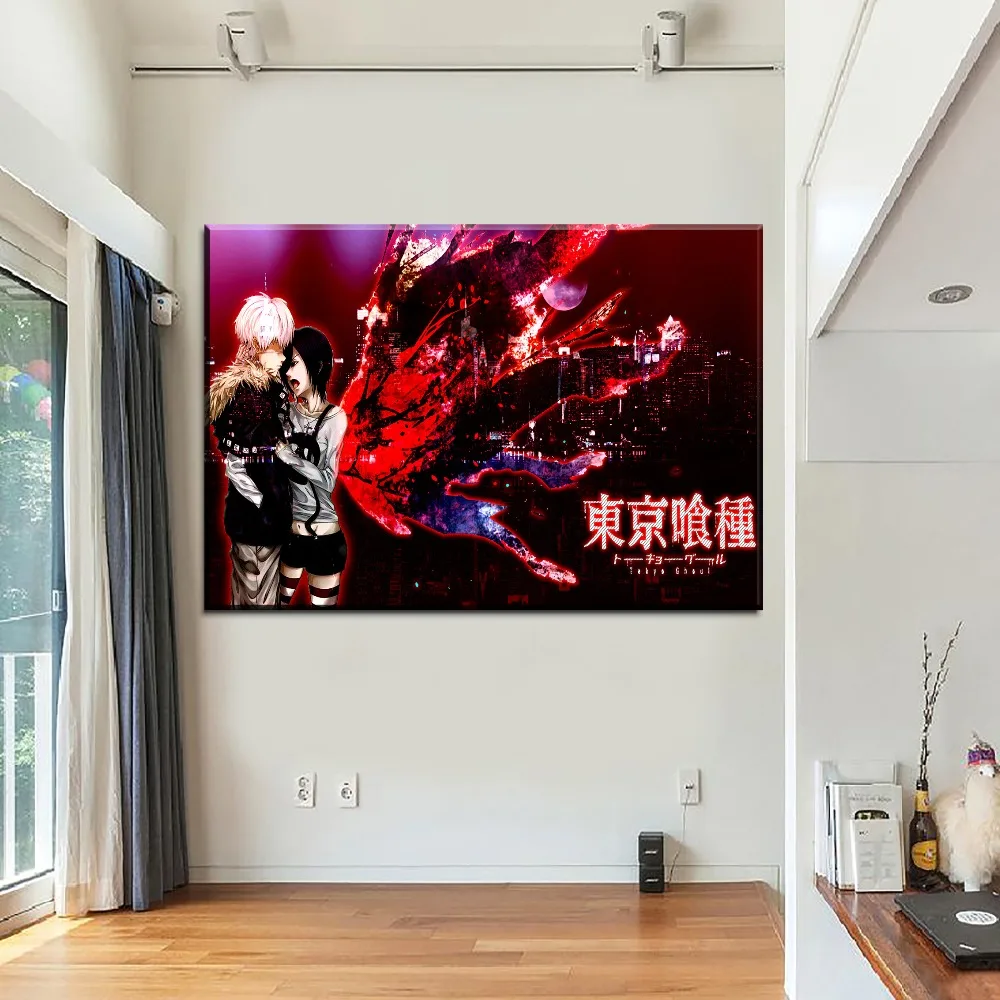Wall Art Painting Modern Home Decor Tokyo Ghoul Animation Poster 1 Piece Canvas Print Ken Kaneki And Touka Kirishima Pcitures | Дом и сад