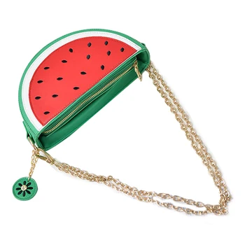 

FGGS- Personality Female Bag New Summer Watermelon Fruit Half Bag Aslant The One-shoulder Mini Chain Bag(Red)