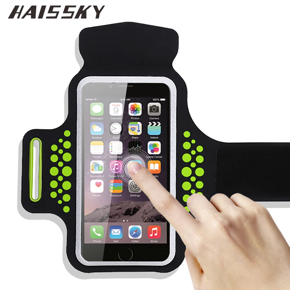 Haissky Спорт повязки чехол для iPhone X 6 6 S 7 8 плюс Xiaomi MI5 mi6 Redmi 4 Pro Huawei P10 Brassard Сенсорный экран повязку чехол - изображение