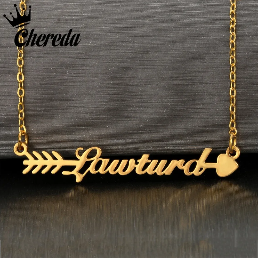 

Chereda New Unique Personalized Name Necklace An Arrow Three Color Pendant For Women Design Fine Custom Jewelry Accessories Gift