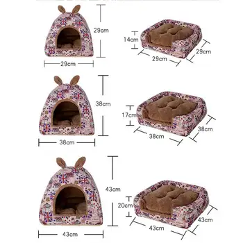 

1pc Kennel Dog Sleeping Bed Removable Foldable Cat House Warm Soft Nest Four Seasons Universal J2Y