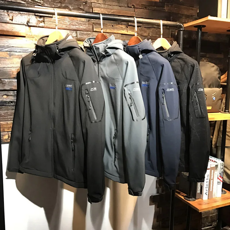 2019 Outdoor Quick dry Waterproof Windbreaker Soft-shell Jackets Male Outdoor Sports Warm Coats Mountain Climbing Hiking Jacket