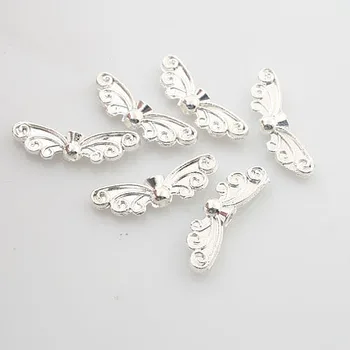 

30pcs Silver tone 2sided nice butterfly wing Spacer beads X0026