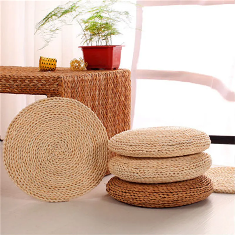 

Hot Natural Straw Round Pouf Tatami Cushion Floor Cushions Meditation Yoga Round Mat Zafu Chair Cushion