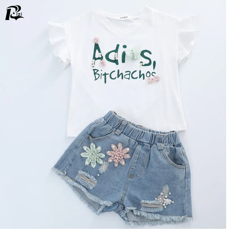 

Girls Clothing 2019 Sets New Summer Kid Clothes Set Cartoon Children Clothing Toddler Girl Tops+Shorts Children Set