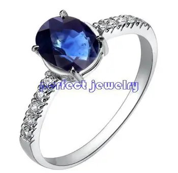 

Natrual Sapphire ring 6*8mm 1.6ct gemstone 925 sterling silver Natural real sapphire Fine jewelry Women rings #X190118005