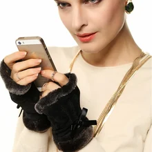 Новые перчатки из свиной кожи теплые, без пальцев зимняя бархатная перчатка