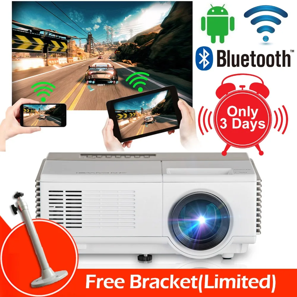 CAIWEI Mini Portable LED Projector 1080P Multimedia Home Cinema Android WIFI Proyector Camping USB TF HDMI AV