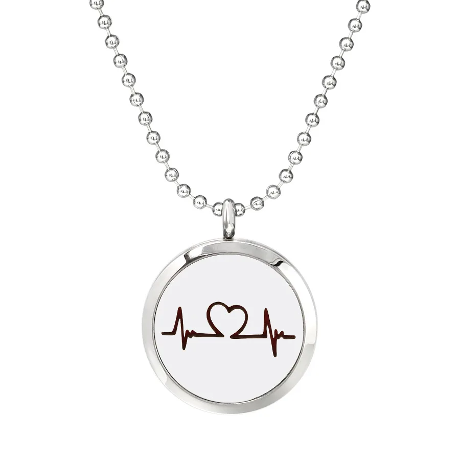 

Heartbeat For You 30mm 316L Stainless Steel Plane/Crystal Essential Oil Diffuser Locket Pendant Ball Chain Necklace