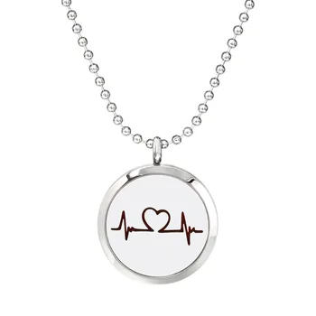 

Heartbeat For You 30mm 316L Stainless Steel Plane/Crystal Essential Oil Diffuser Locket Pendant Ball Chain Necklace