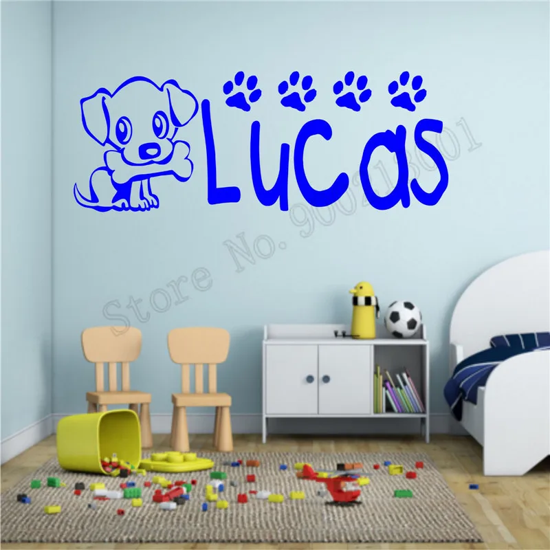 

Wall Sticker Personalized Name Dog Cute Kidsroom Decoration Vinyl Art Removeable Sticker Beauty Modern Style Mural Poster LY626
