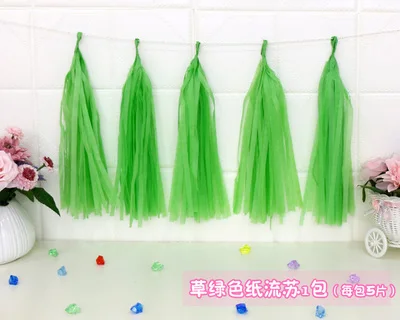5 листов/лот тканевая бумага фольга кисточка гирлянда бахрома Свадьба День Рождения Вечеринка DIY декоративный фон баннер воздушные шары хвосты - Цвет: Зеленый