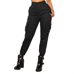 Брюки с высокой талией новые свободные джоггеры женские армейские шаровары камуфляжные брюки уличная панк черные брюки-карго брюки