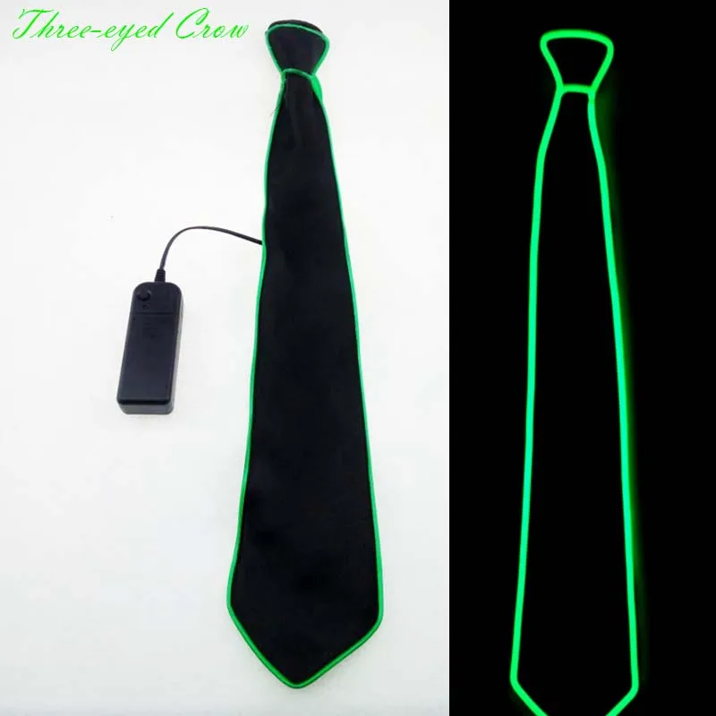 

Men's Fashion Glowing Flashing EL Press On Off Switch Electronic LED Strip Boe Tie Flashing DJ Tie For Bar Club Tie With ziper