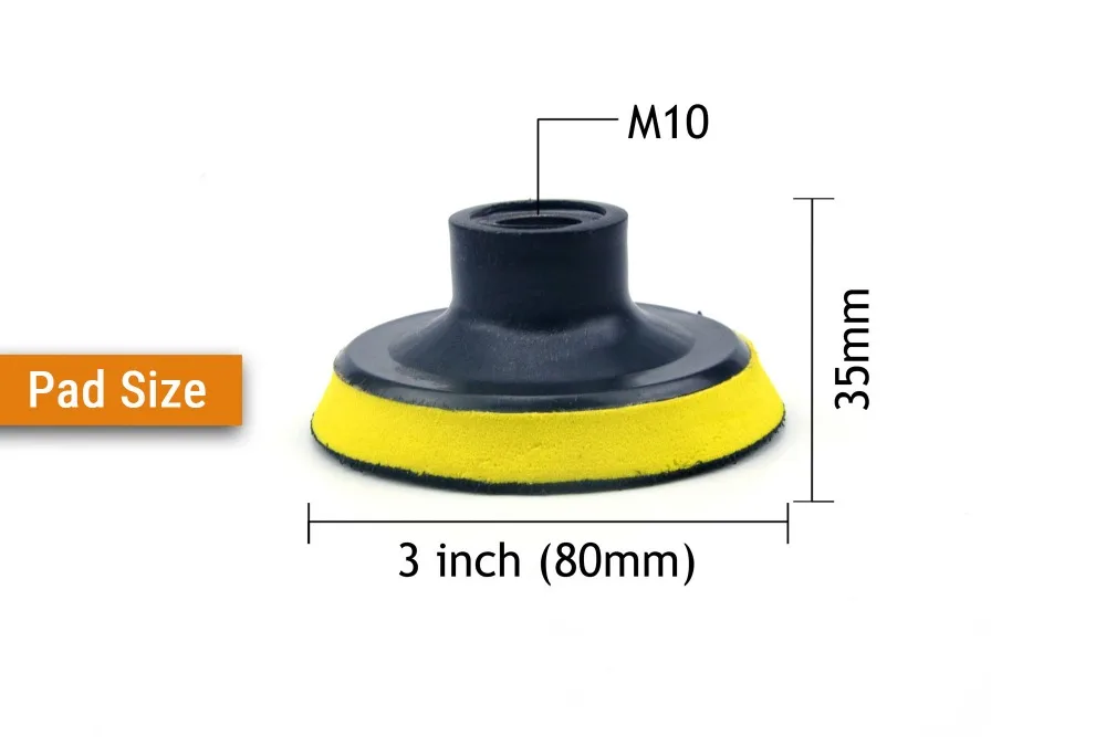 3 дюйма (80 мм) M10 нить обратно-up шлифовальной шкурки + 6,35 мм/8 мм хвостовик для 3 "Hook & Loop шлифовальные диски, Мощность полировальная инструмент