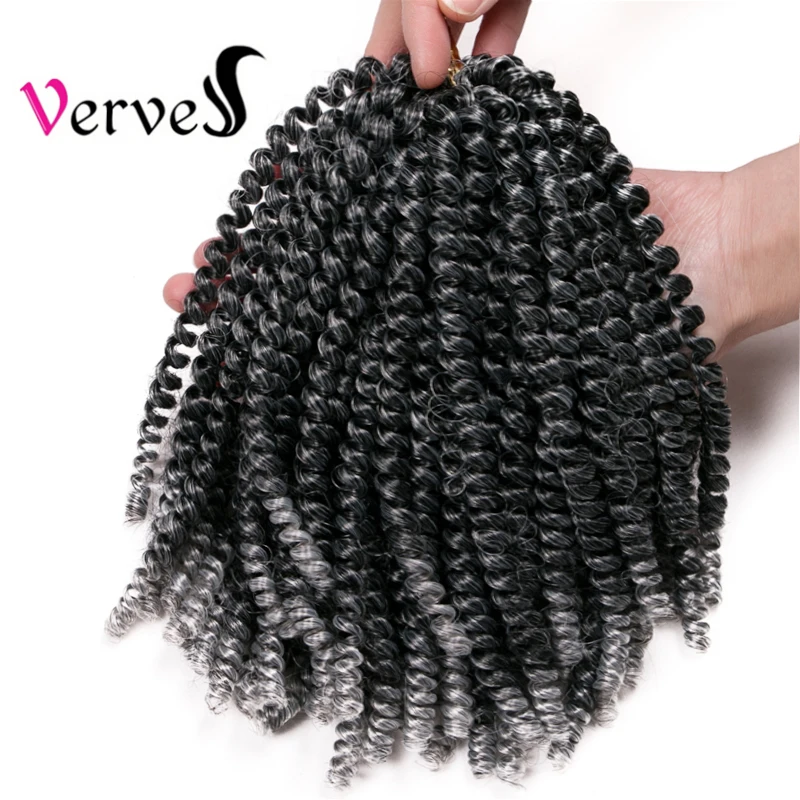 

VERVES Crochet Braids Spring Twist Hair Extensions 8 inch Synthetic Braiding Hair Ombre grey twist locs Twist grey,bug