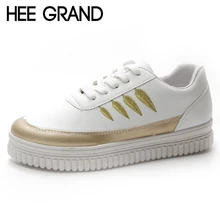 HEE GRAND/Женская парусиновая обувь на платформе; вышитые лоферы; повседневная женская обувь на толстой подошве на шнуровке; винтажная женская обувь; Размеры 35-40; XWC1411