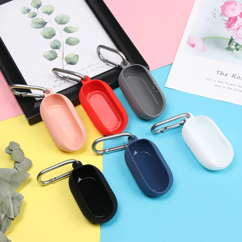 

1pc Cover Cover Headphones Flip Silicone Case Waterproof Drop Protection Cover with Carabiner For Samsung Galaxy Buds 2019