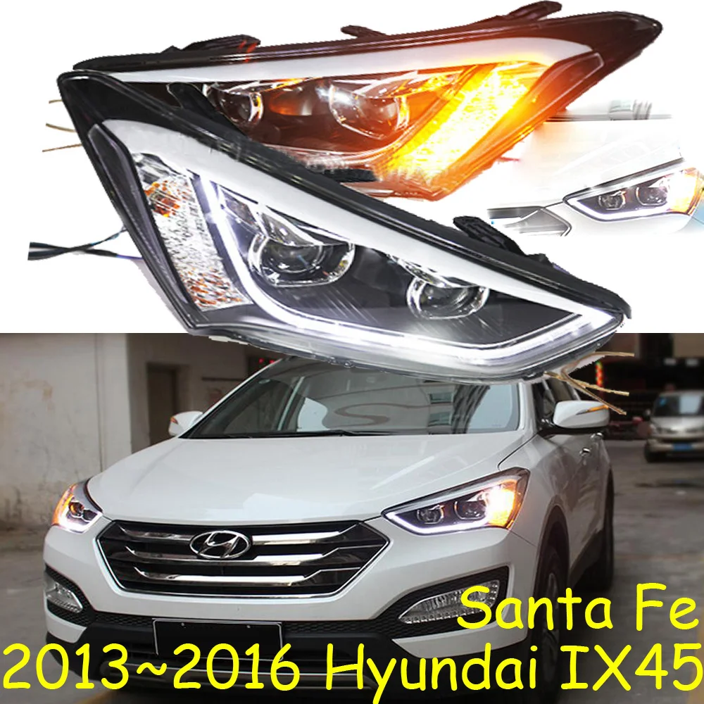 2 шт. бампер передняя фара для hyundai IX45 фары 2013 Santa Fe светодиодный фары DRL Bi Xenon объектива парковки противотуманная фара