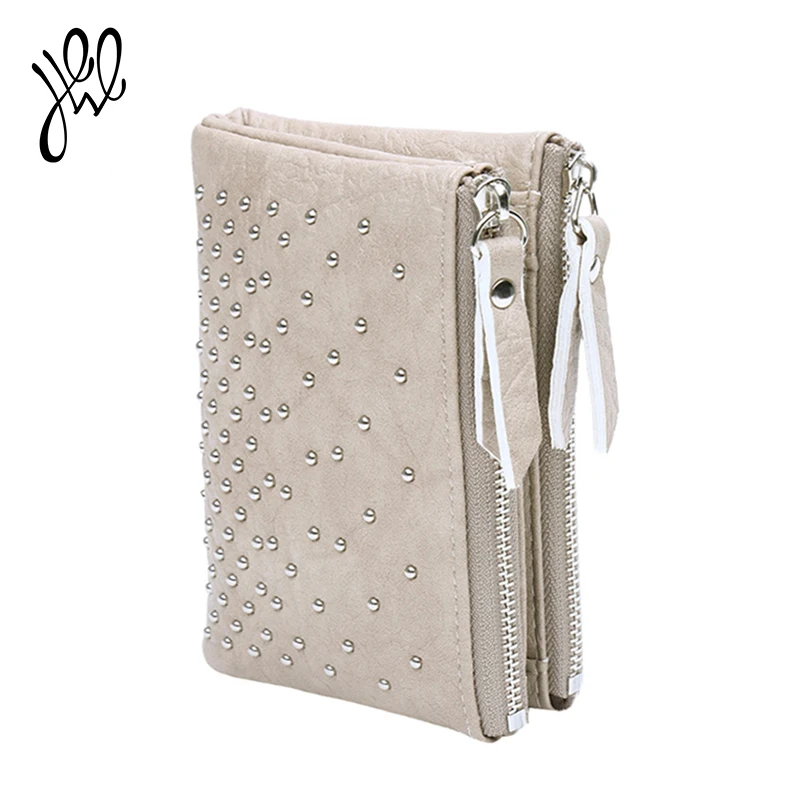 

2018 New Casual Short Wallet For Women Purses Double Zippers Leather Wallets Soft Photo Card Holder Wallet Money Handbags 500848