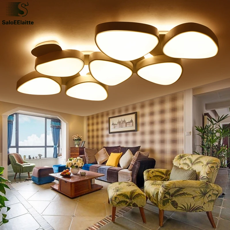 

Modern Minimalism Cobble Shape Led Chandelier Luminaria Ceiling Chandelier Matte White Metal Remote Control Dimmable Chandelier