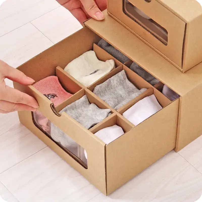Drawer Type Cardboard Shoe Storage Box Kraft Paper Drawer Type Cardboard Shoe Storage Box Kraft Paper