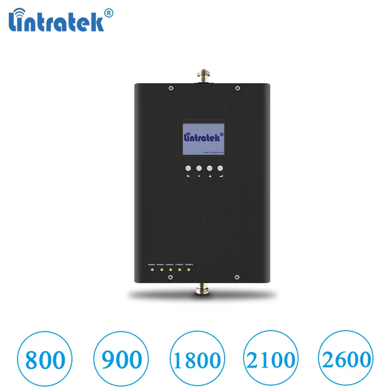 Lintratek Новый gsm umts lte усилитель сигнала 800 900 1800 2100 2600 МГц Ретранслятор 2g 3g 4g пять