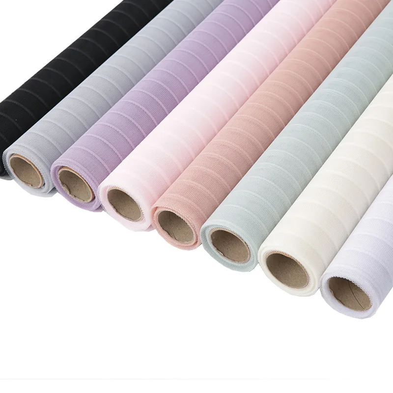

New Type of Stripe Yarn Mesh Frabic Flower Wedding Art Packaging Yarn DIY Material Christmas Tree Deco Mesh 50cm*5yard