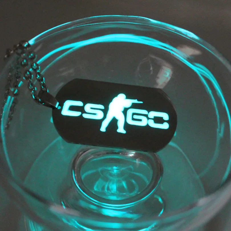 Светящееся ожерелье панк CS GO из нержавеющей стали Ожерелье Подвески ожерелье s светится в темноте амулет в подарок