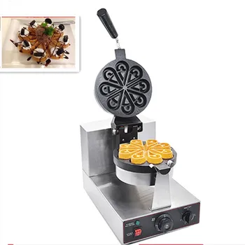 

220V Commercial Electric Waffle Maker Machine Flower Heart Shaped Water Drip Shap Muffin Waffle Machine Rotatable Waffle Machine
