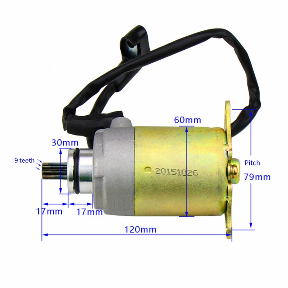 Стартер двигателя мотоцикла 9 зубов Quad Atv велосипед Багги мопед скутер полный медный мотоцикл стартер для GY6 125cc 150cc
