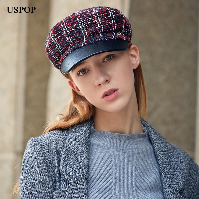 USPOP 2019 горячие для женщин Весенняя шляпа Мода Смешанные Цвет плед кепка газетчика