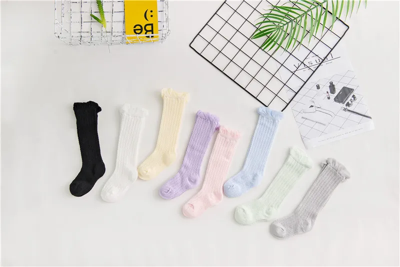 Носки для девочек, 5 цветов, детские гольфы, детские гольфы для новорожденных мальчиков и девочек, детские летние сетчатые носки для детей 0-6 лет